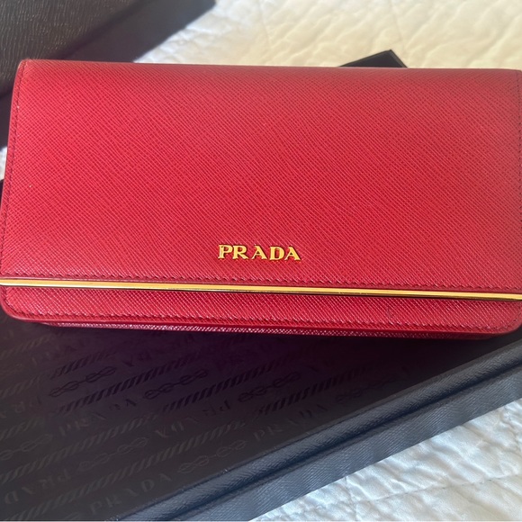 Prada Mini Bandoliera handbag in Red (Fuoco) color - Picture 9 of 10
